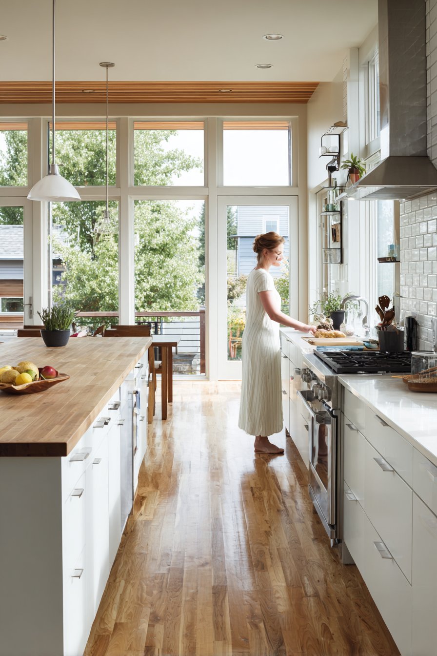 Modern Grey Kitchen with Rolling Island Innovation