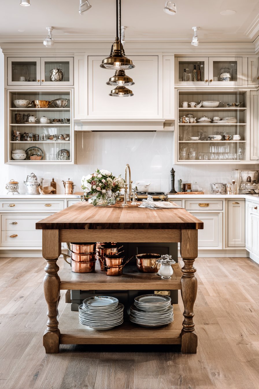 Substantial Kitchen Island with Butcher Block Beauty