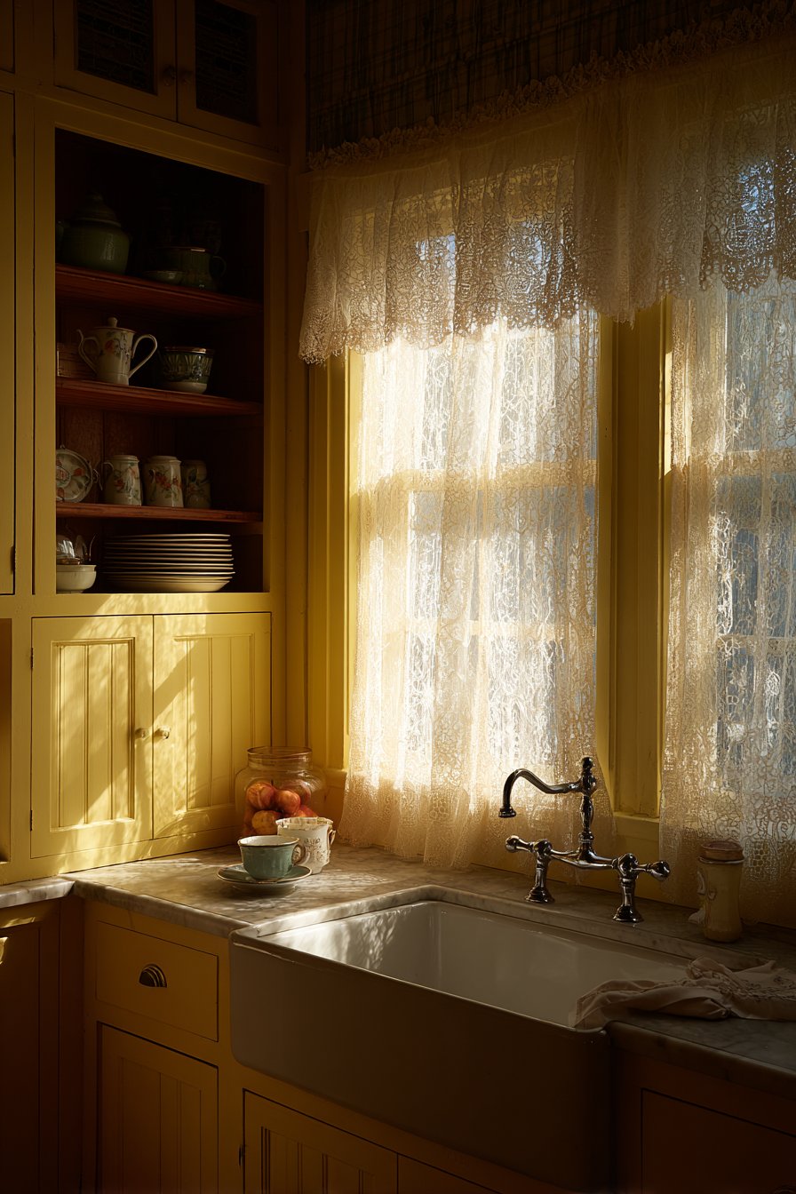 Farmhouse-Style Kitchen with Buttercream Yellow Cabinets