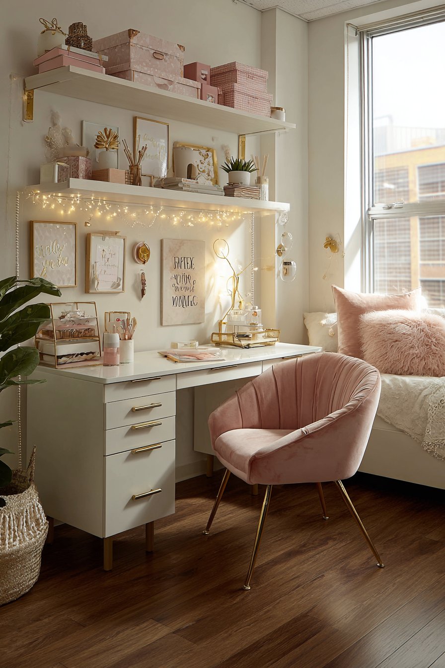 Productive Blush Pink Study Nook