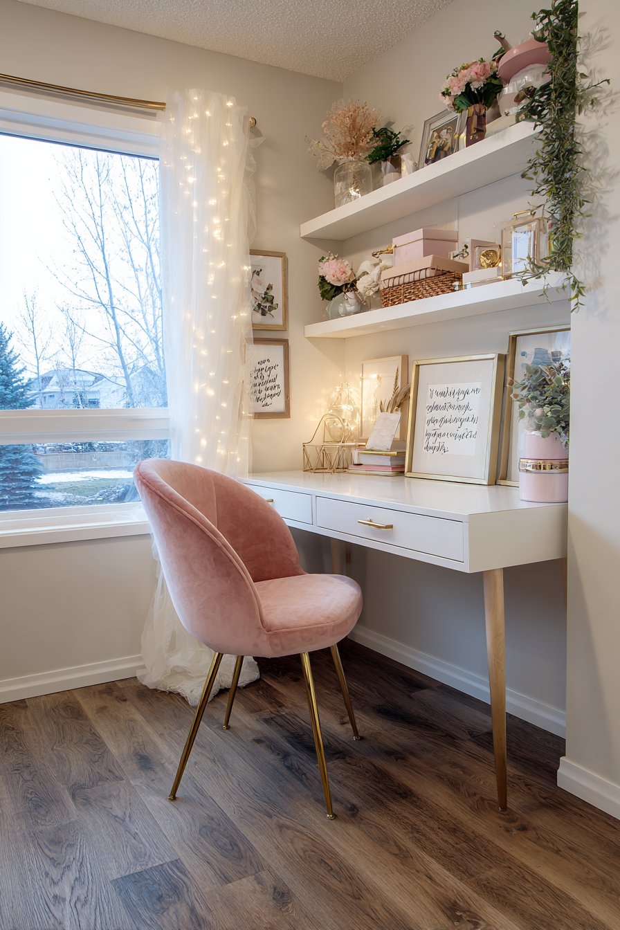 Productive Blush Pink Study Nook