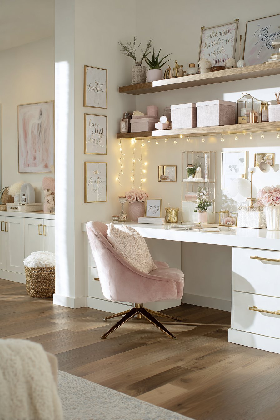 Productive Blush Pink Study Nook