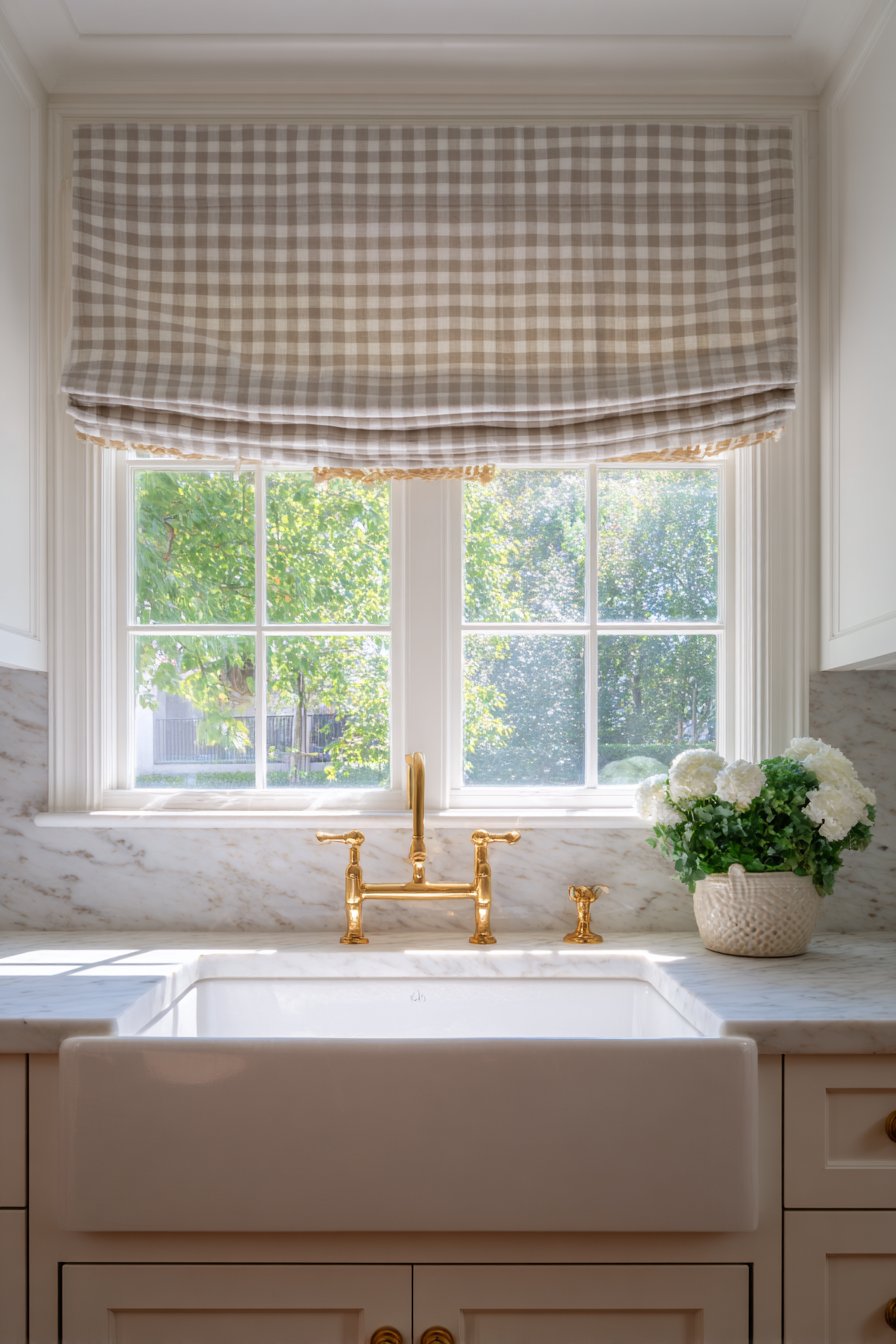 Farmhouse Charm with Gingham Cafe Curtains