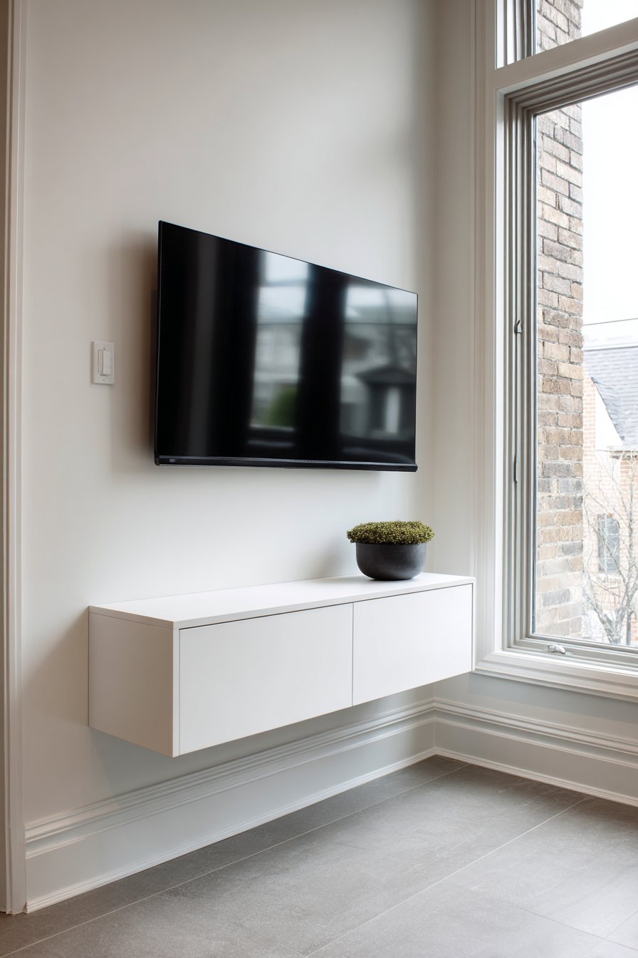 Floating Media Console with Seamless Integration