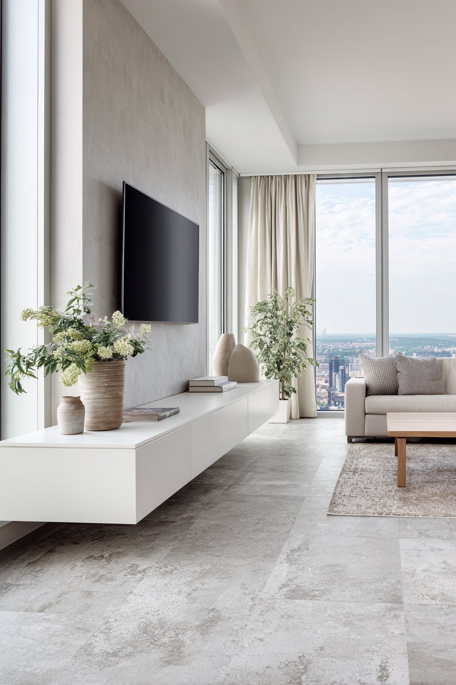 Floating Media Console with Seamless Integration