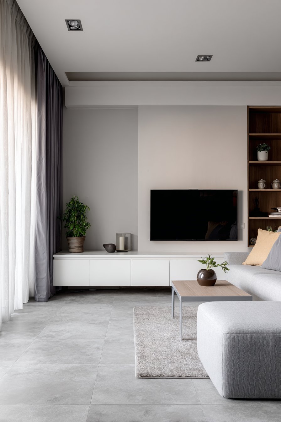 Floating Media Console with Seamless Integration