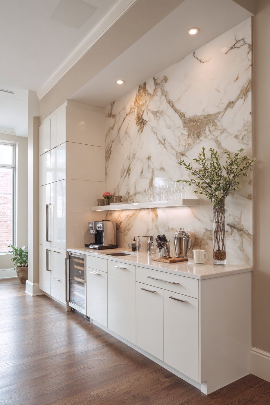 Book-Matched Marble Statement Backsplash