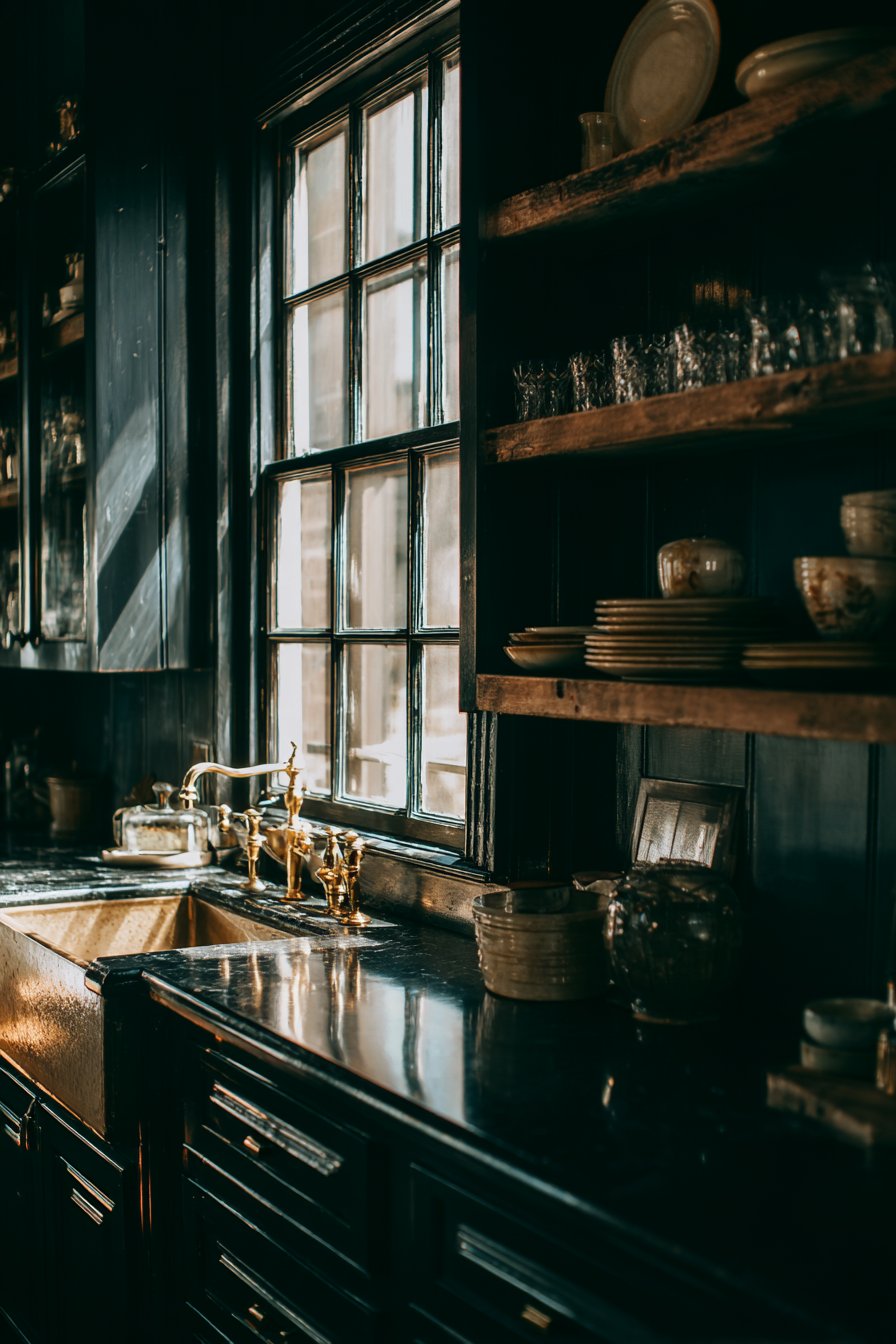 Navy Blue Elegance with Reclaimed Wood Details