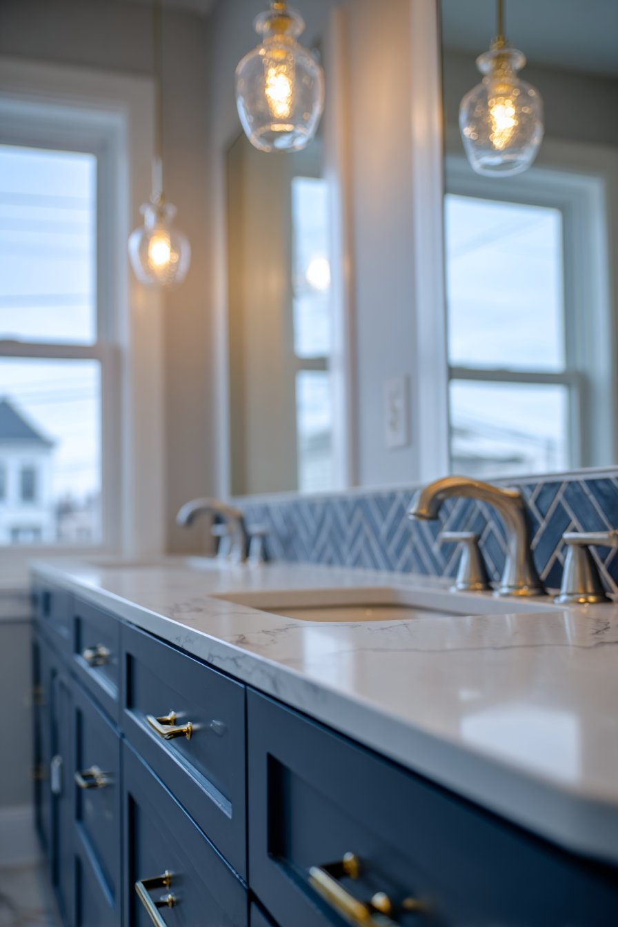 Modern Sophistication with Navy Cabinetry