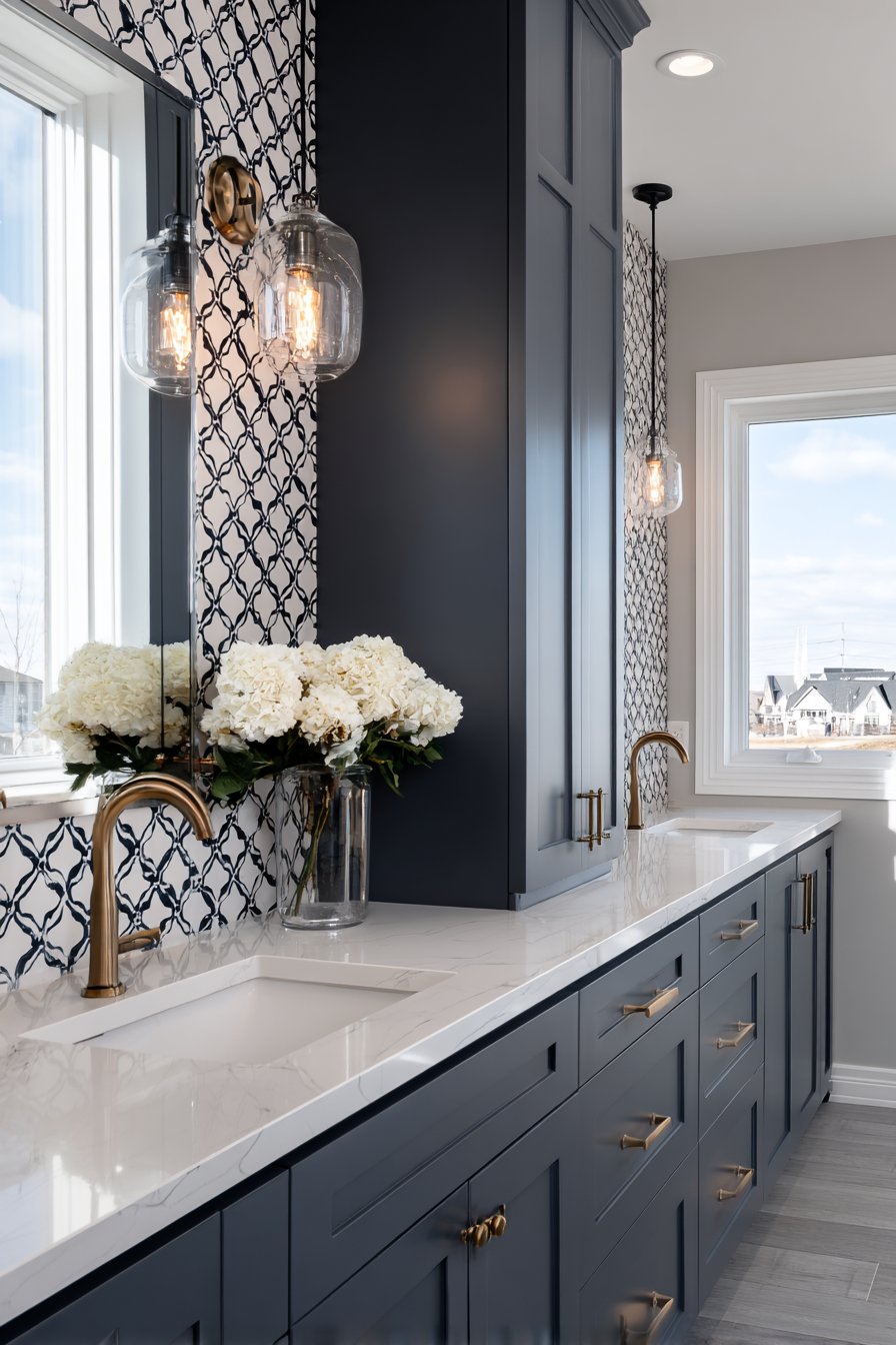 Modern Sophistication with Navy Cabinetry