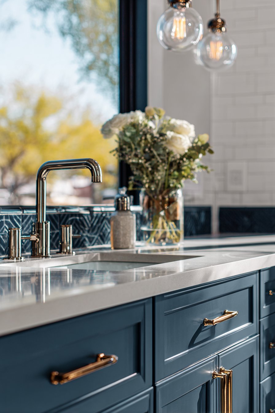 Modern Sophistication with Navy Cabinetry
