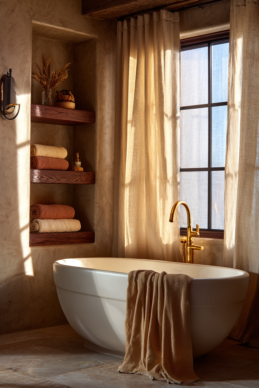 Freestanding Tub Retreat with Vintage Brass Elements