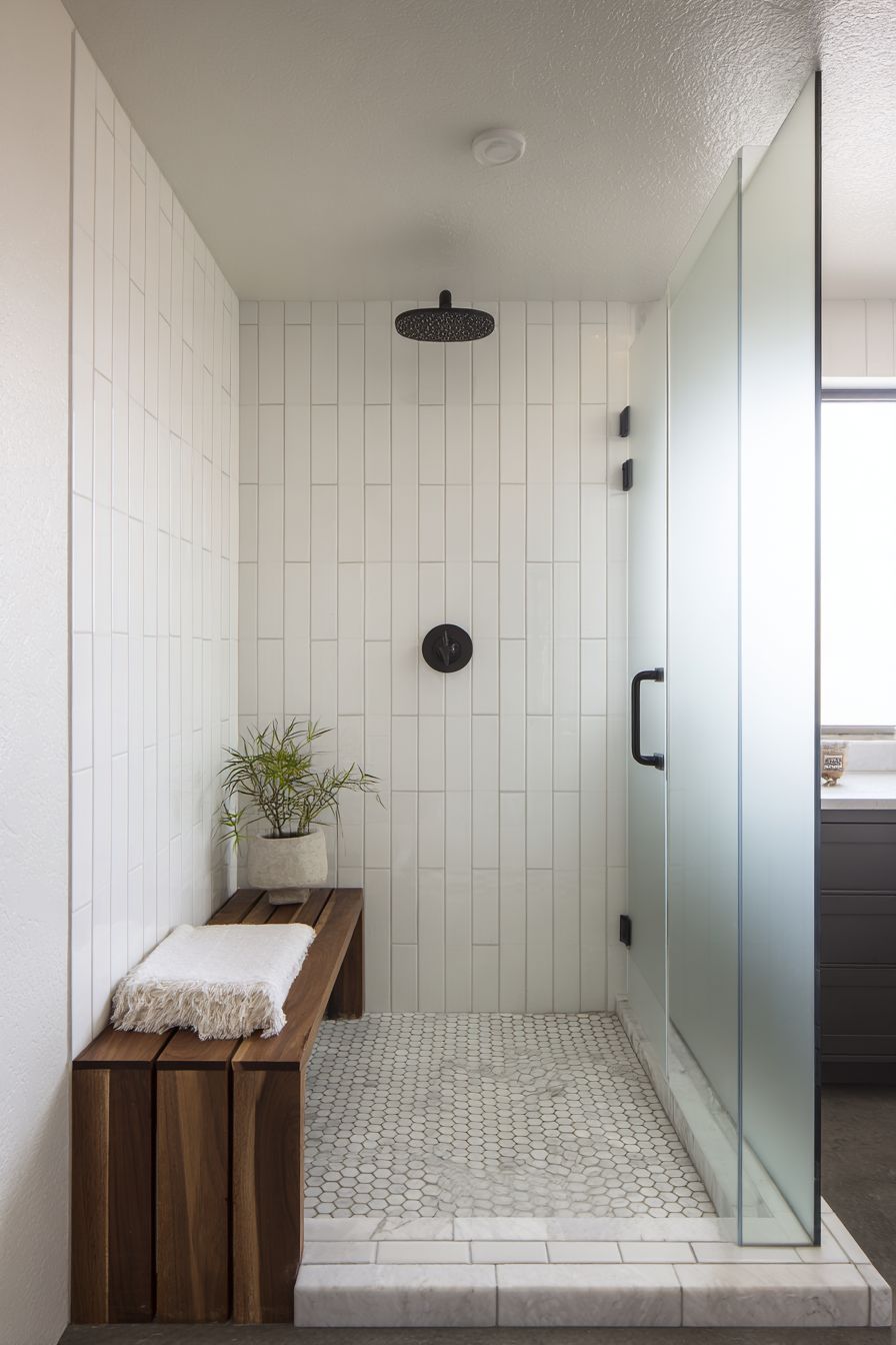 Clean Lines Shower Retreat with Vertical Subway Tiles