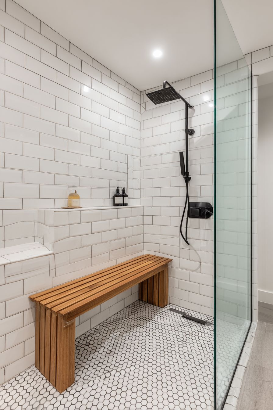 Clean Lines Shower Retreat with Vertical Subway Tiles