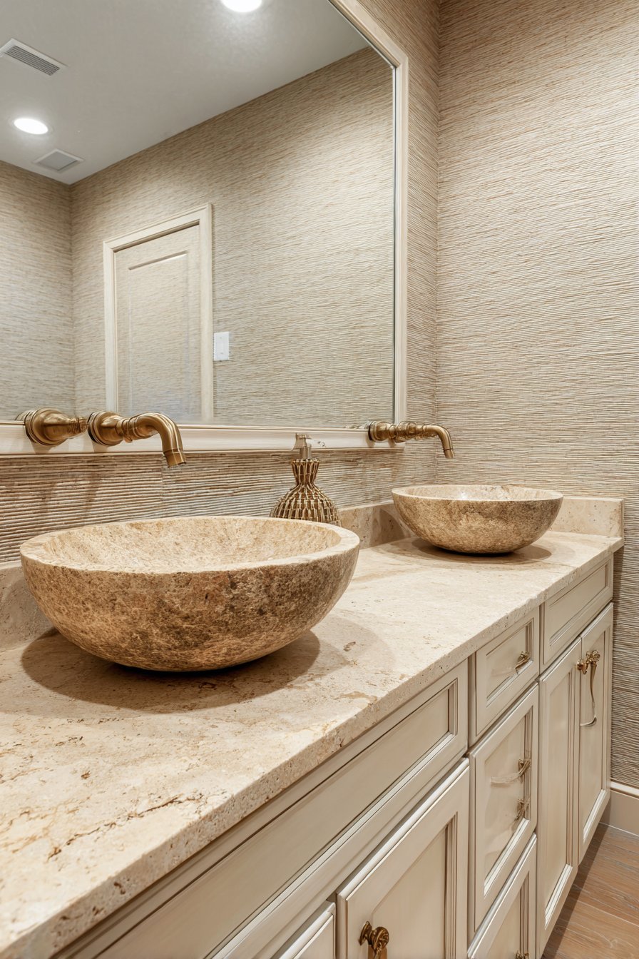 Sophisticated Double Vanity with Natural Materials