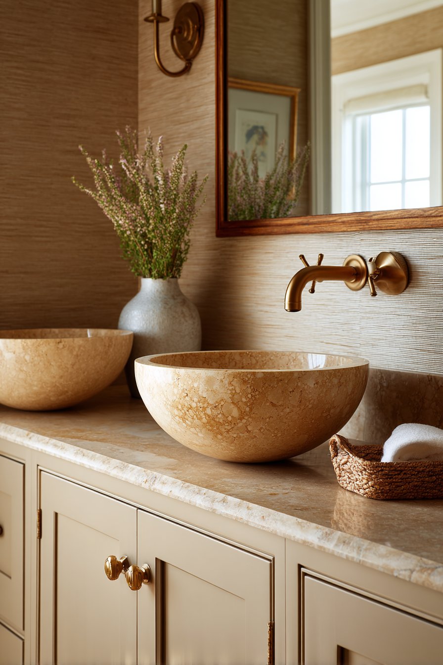 Sophisticated Double Vanity with Natural Materials