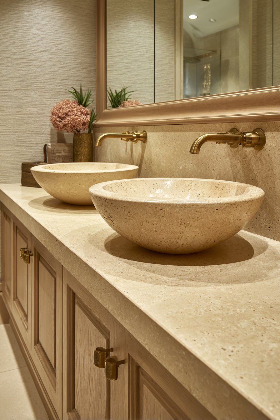 Sophisticated Double Vanity with Natural Materials