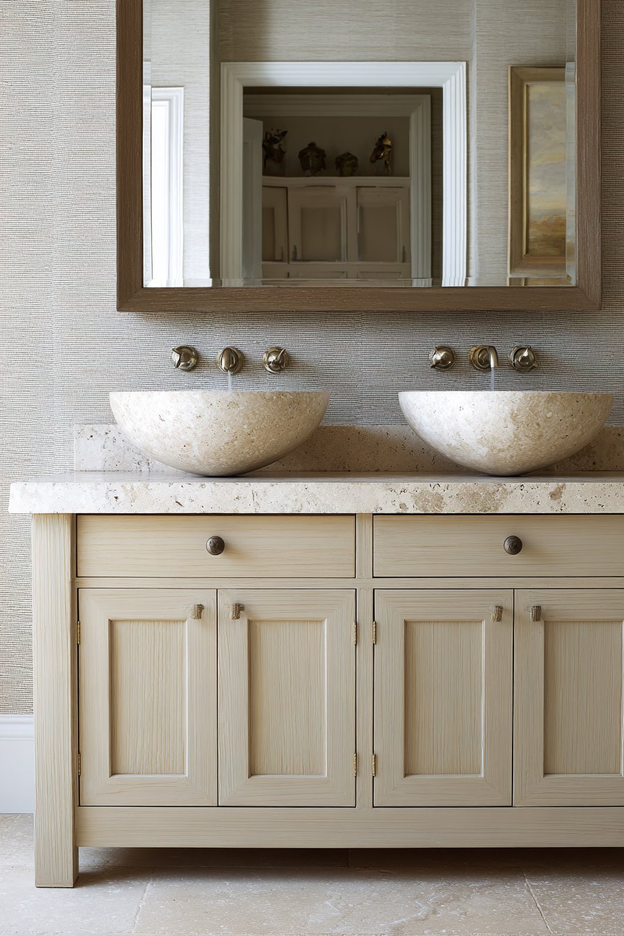 Sophisticated Double Vanity with Natural Materials