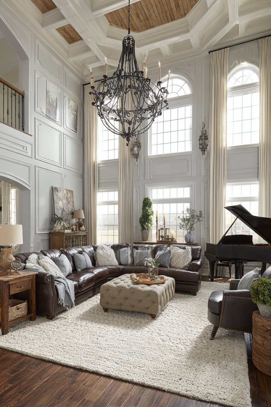 Sophisticated L-Shaped Sectional with Statement Piano