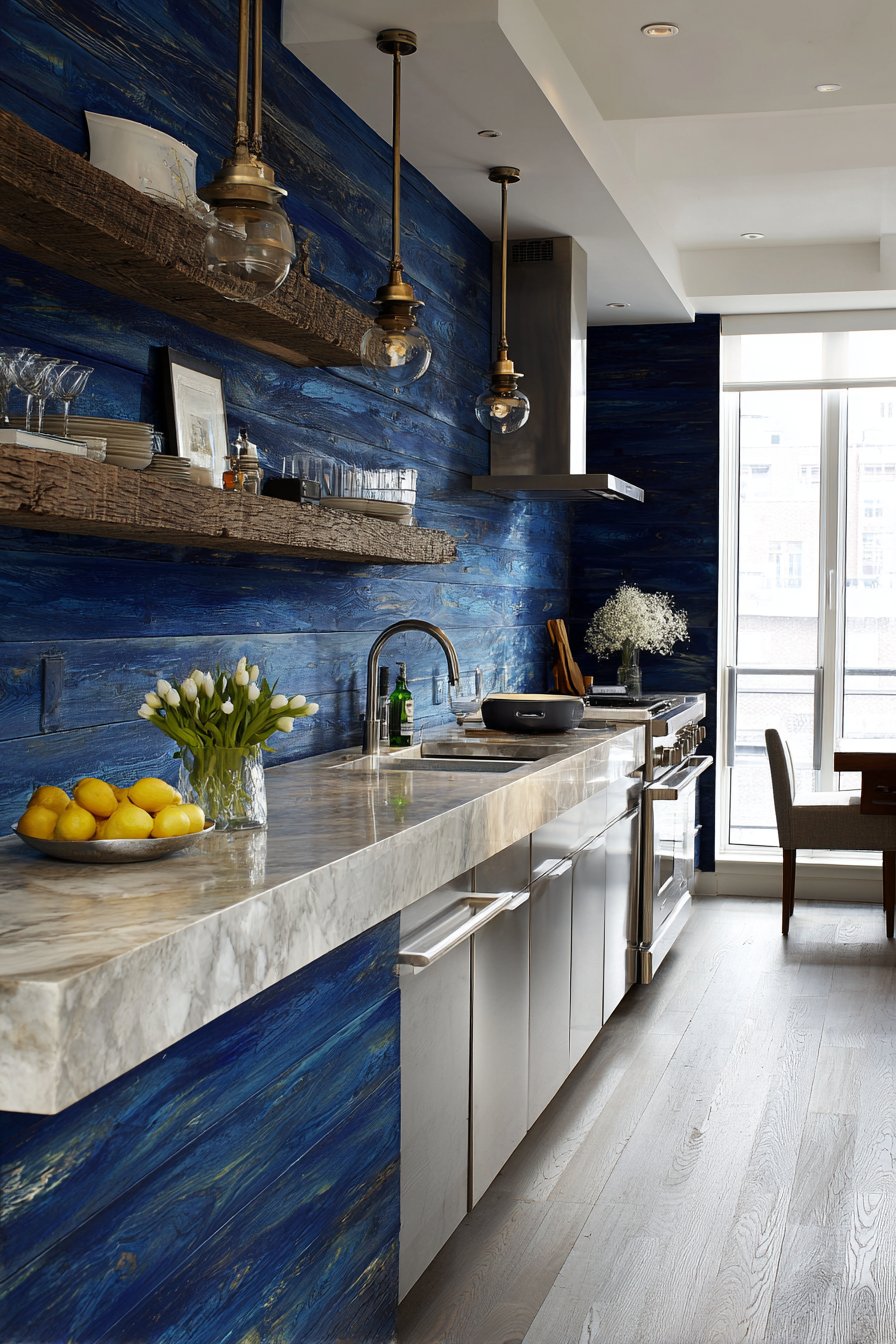 Modern Cobalt Accent Wall Drama