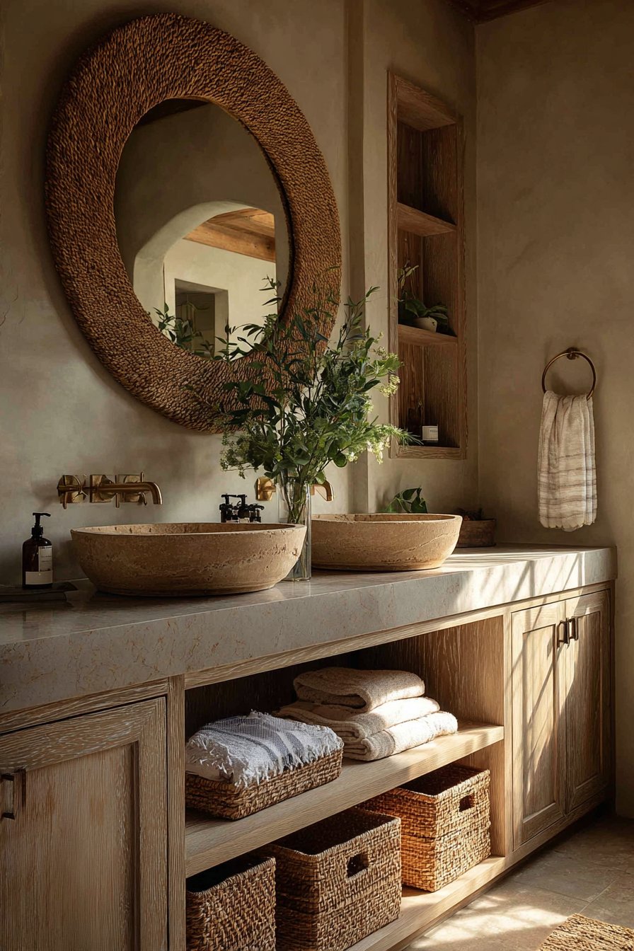 Whitewashed Oak Vanity with Marble Countertop