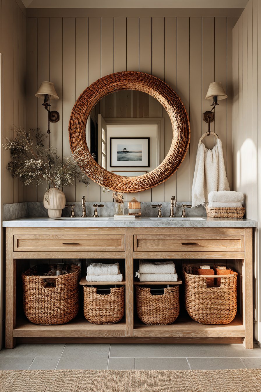 Whitewashed Oak Vanity with Marble Countertop