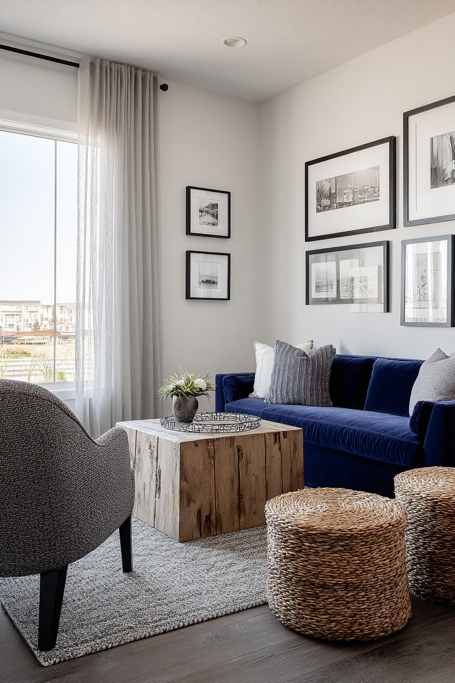 Navy Blue Velvet Statement with Gallery Wall Drama