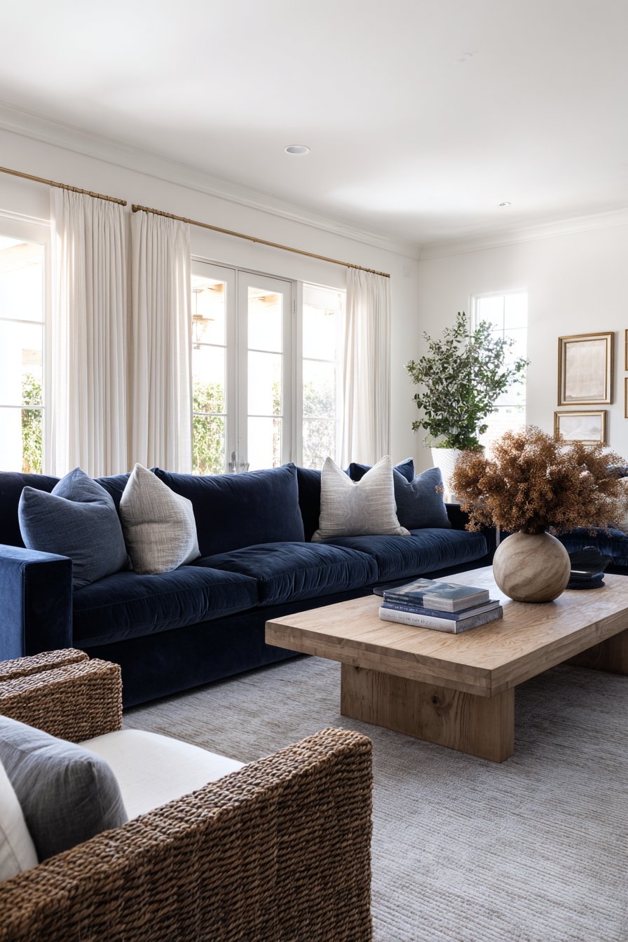 Navy Blue Velvet Statement with Gallery Wall Drama