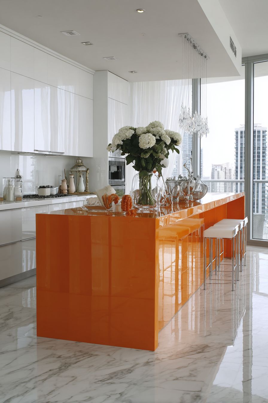 Glossy Tangerine Island Centerpiece