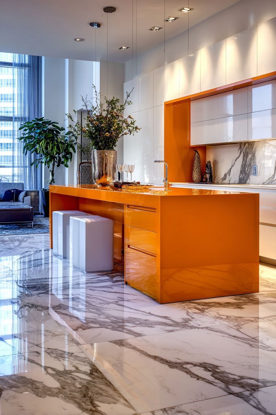 Glossy Tangerine Island Centerpiece