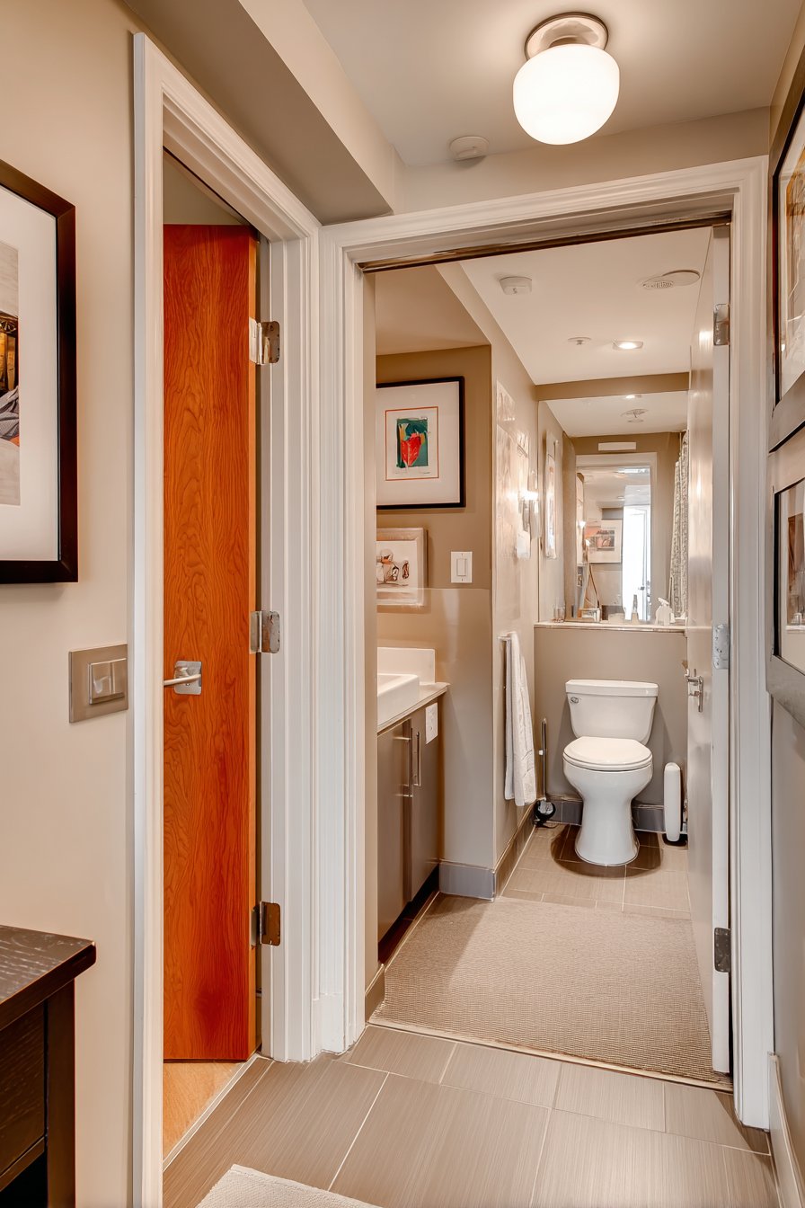 Wet Room Design with Pocket Door