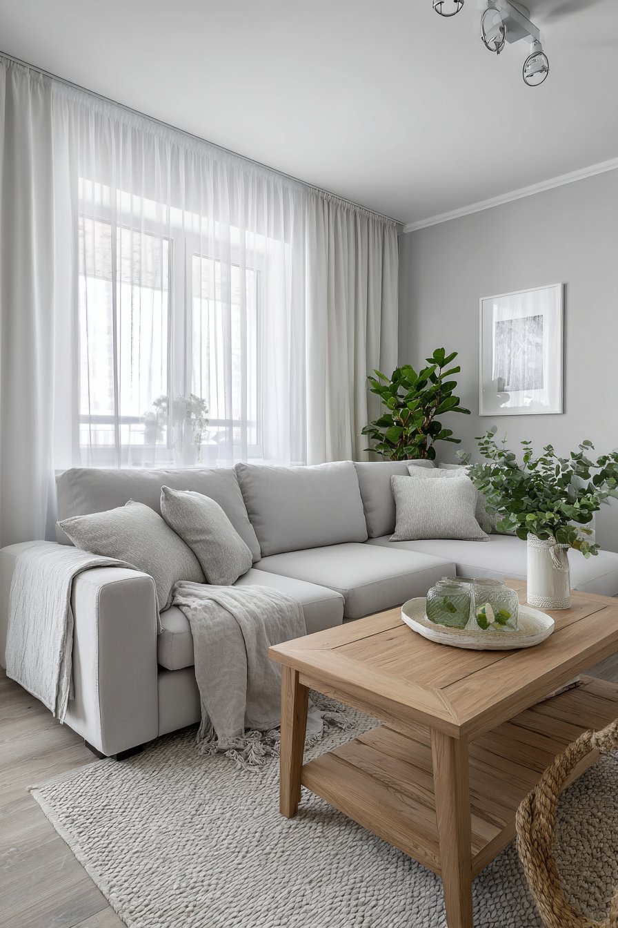 Scandinavian Minimalist Living Room with Streamlined Track Systems