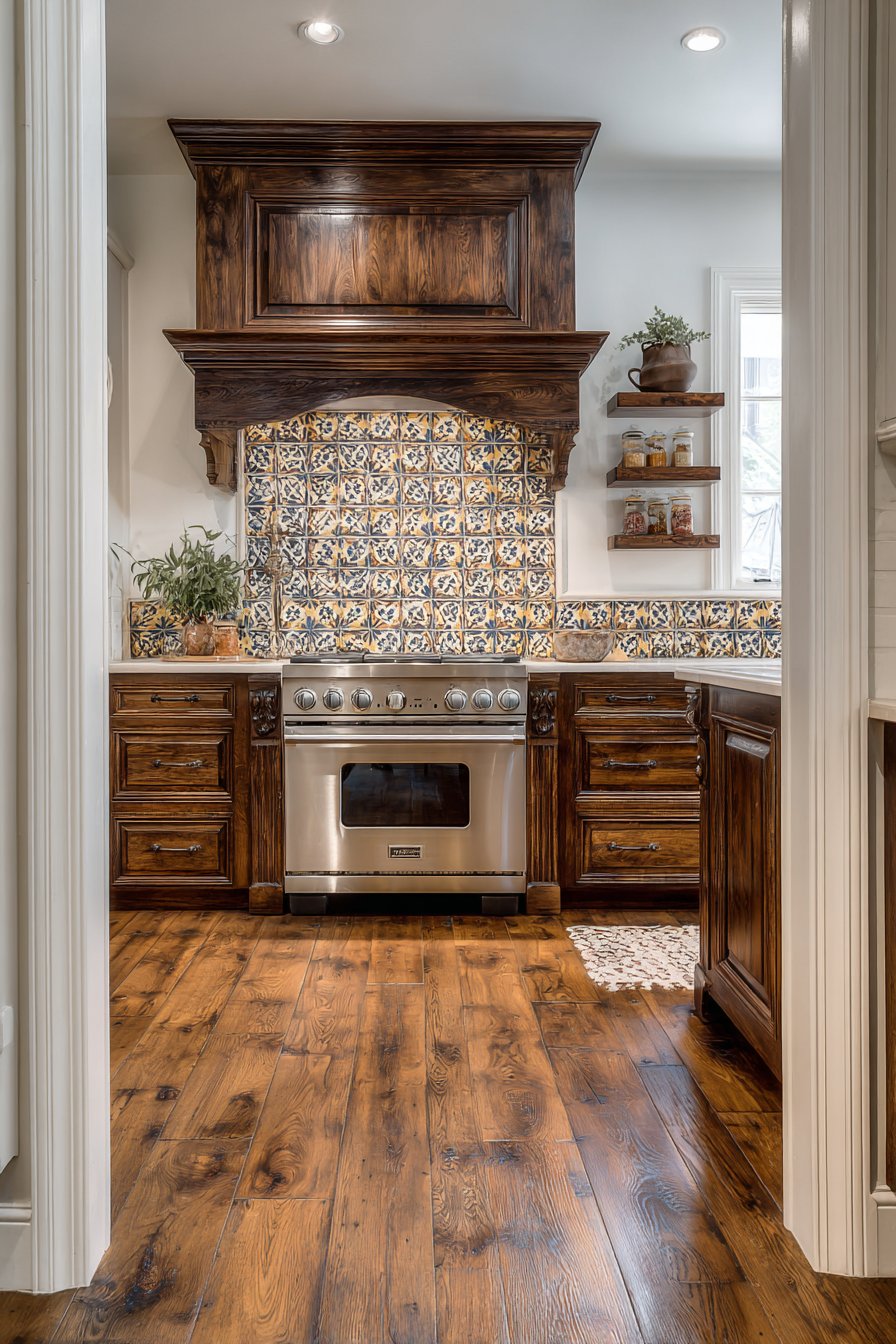 Classic Range Area with Hand-Painted Tile Focal Point