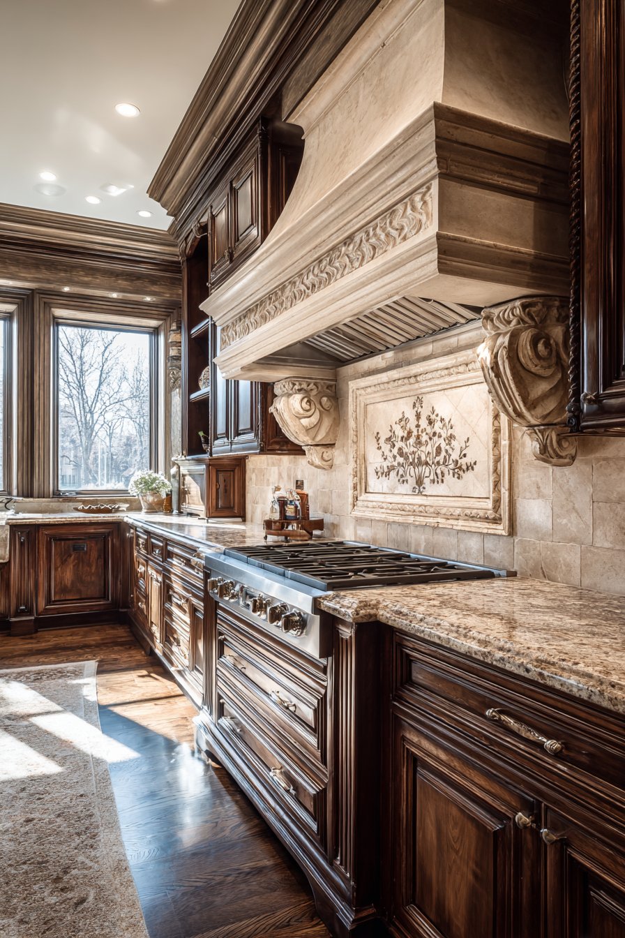 Classic Range Area with Hand-Painted Tile Focal Point