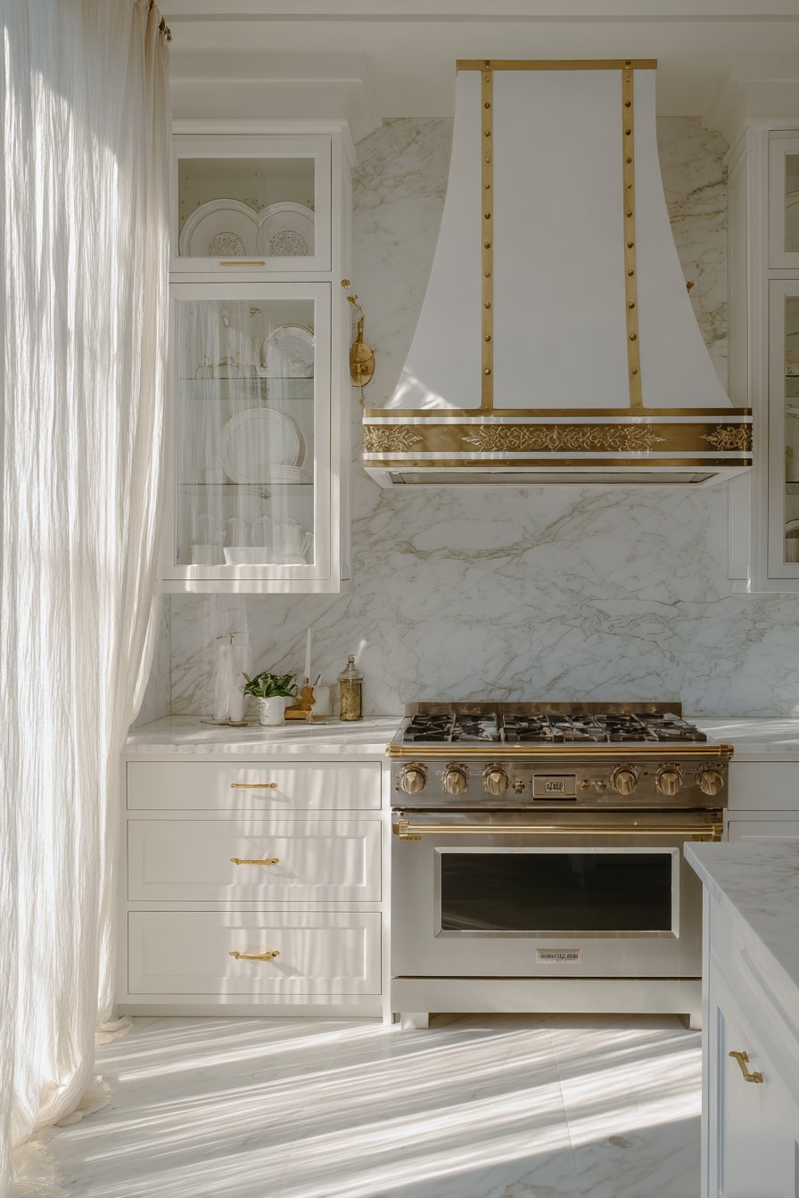  Statement Range Hood with Gold Metal Detailing