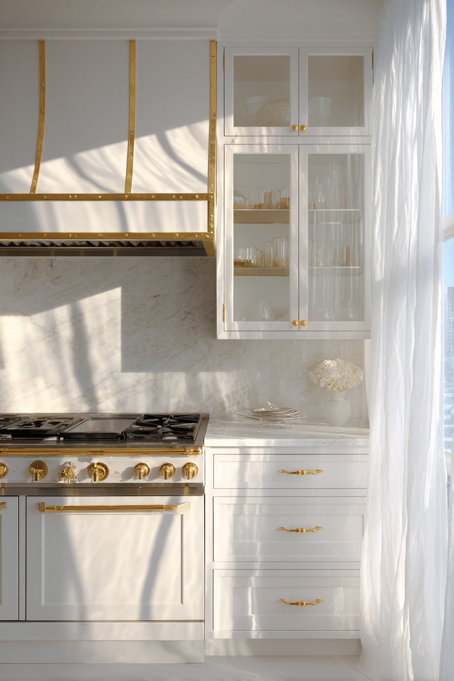  Statement Range Hood with Gold Metal Detailing