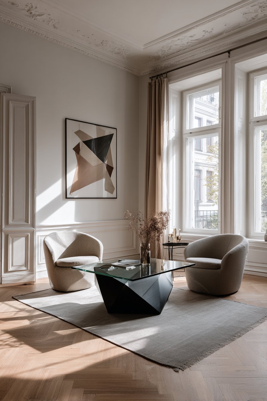 Geometric Precision with Muted Abstract Art