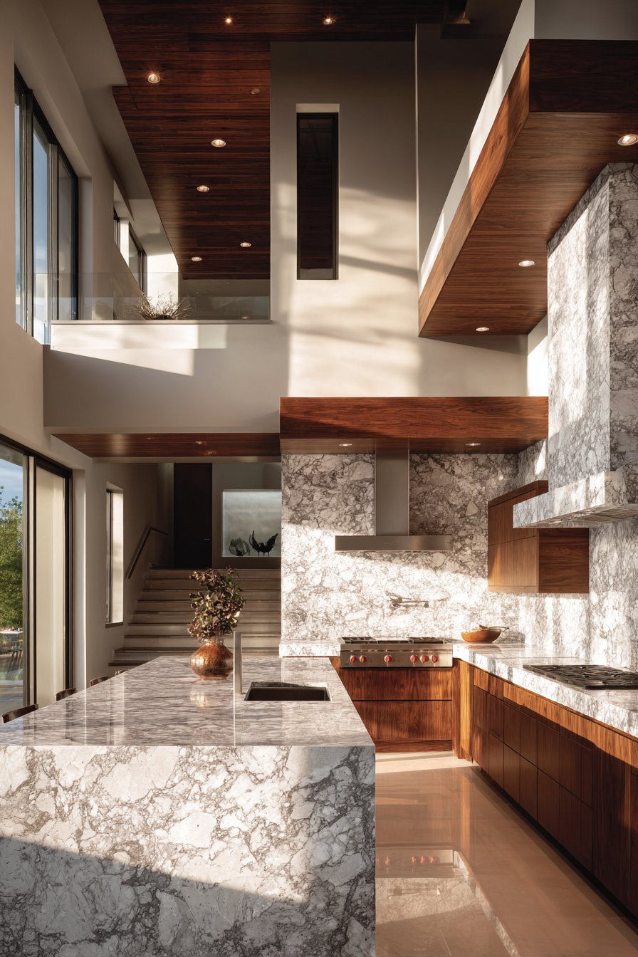 Two-Tier Island with Organic Warmth