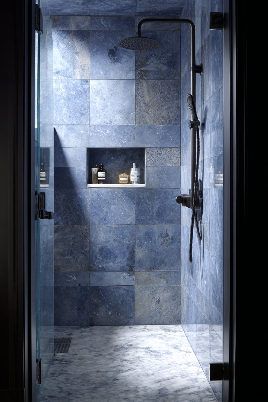 Luxurious Spa Experience with Navy Tiles