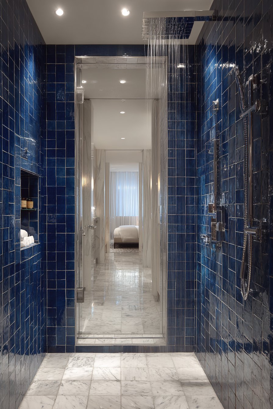 Luxurious Spa Experience with Navy Tiles