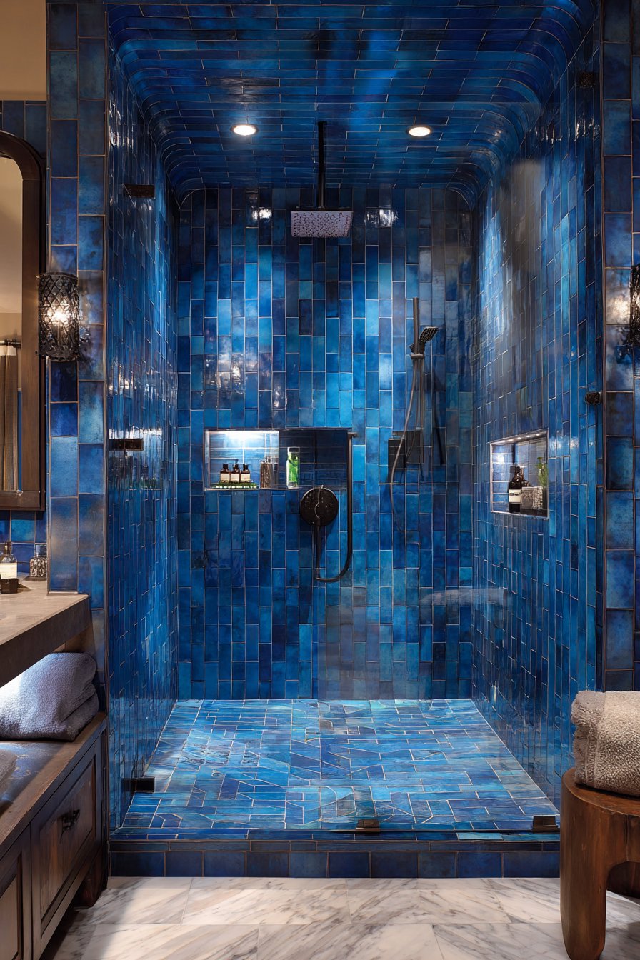 Luxurious Spa Experience with Navy Tiles