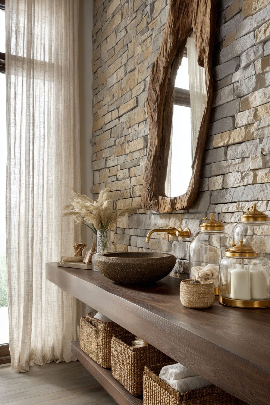 Earthy Sophistication with Natural Stone Statement Wall