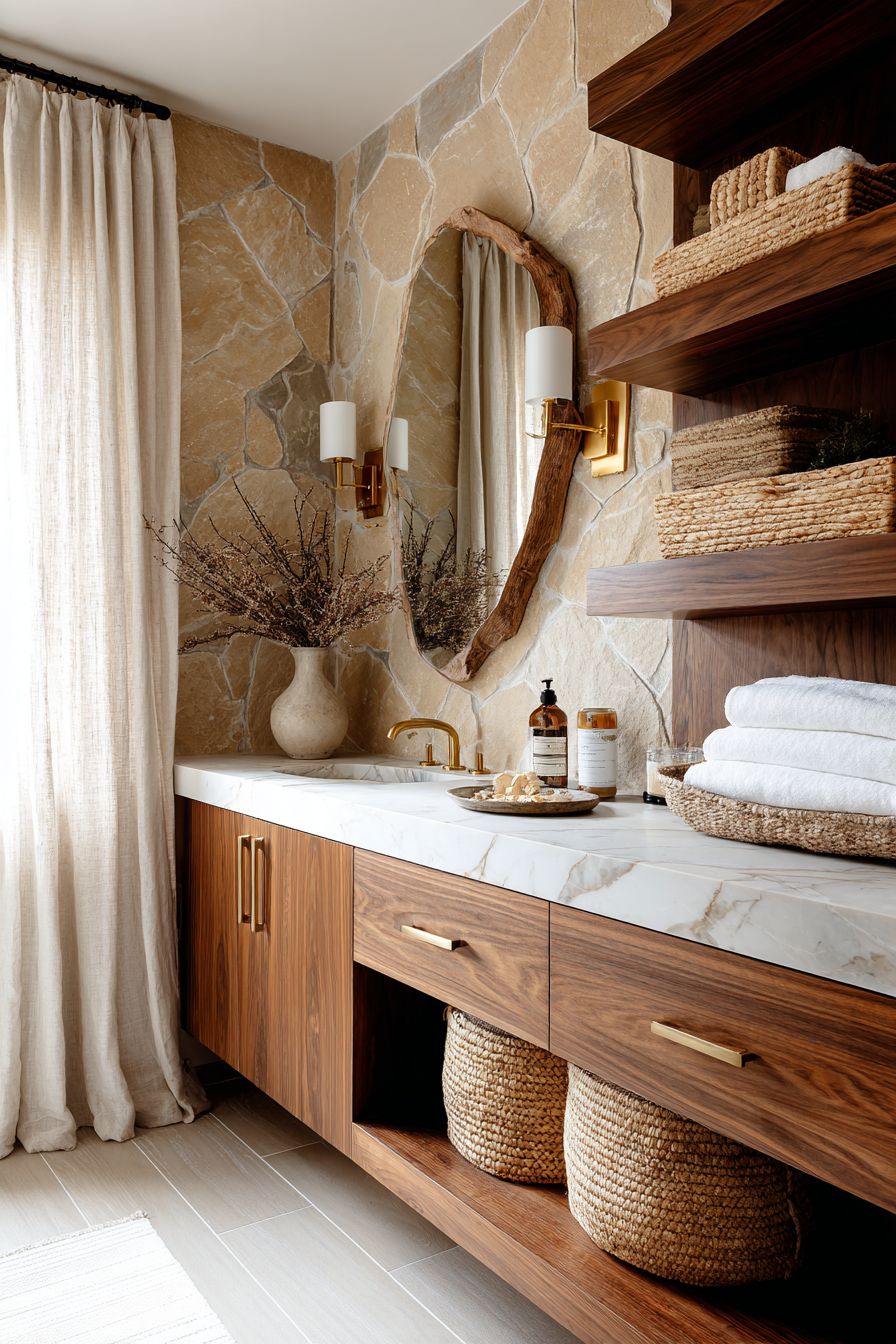 Earthy Sophistication with Natural Stone Statement Wall