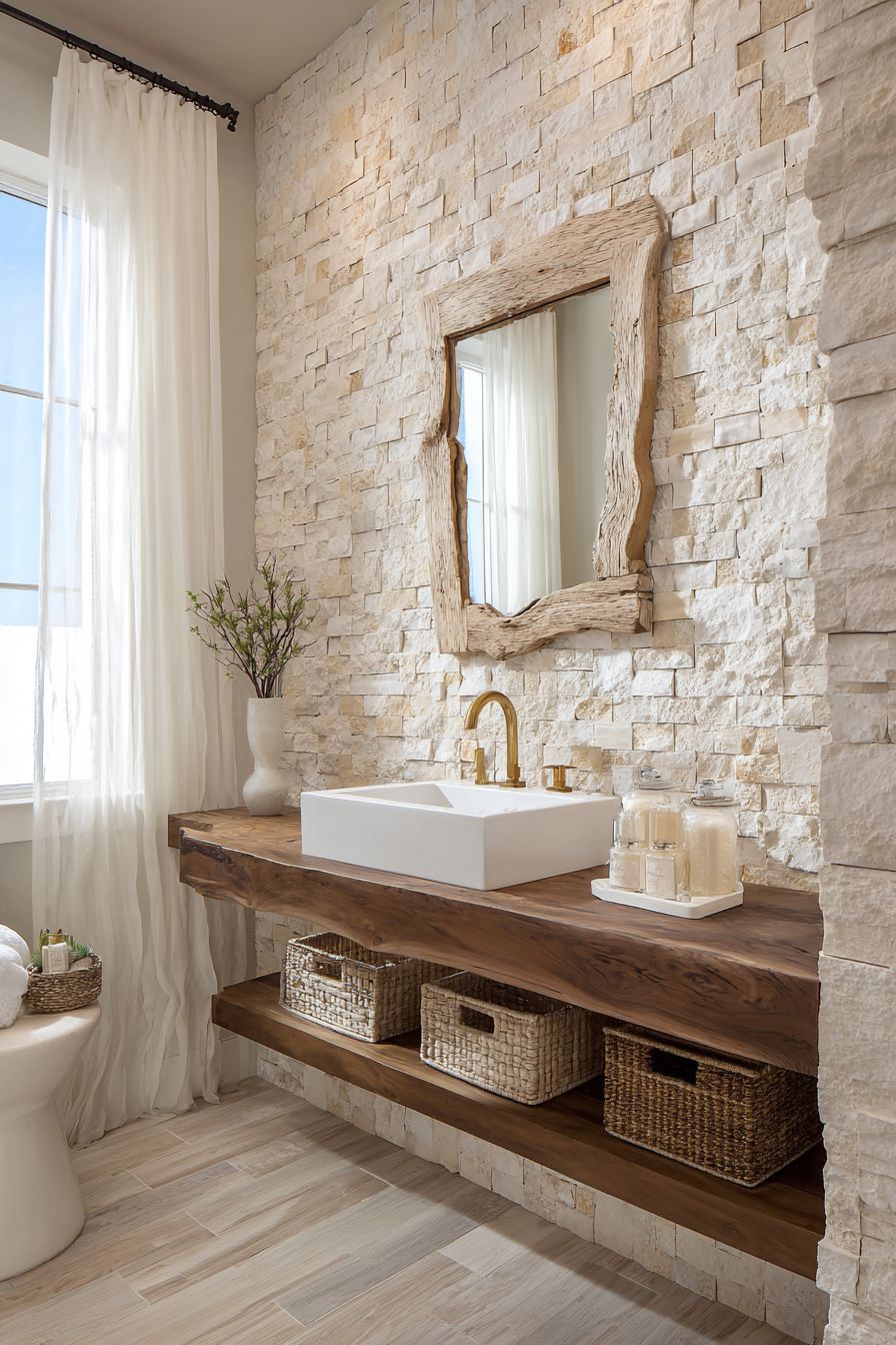 Earthy Sophistication with Natural Stone Statement Wall