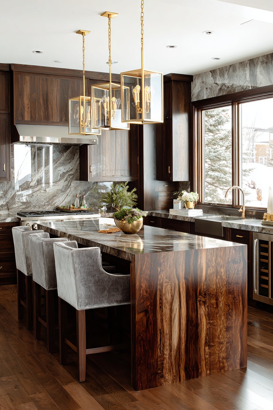 Luxurious Island Centerpiece in Dark Walnut