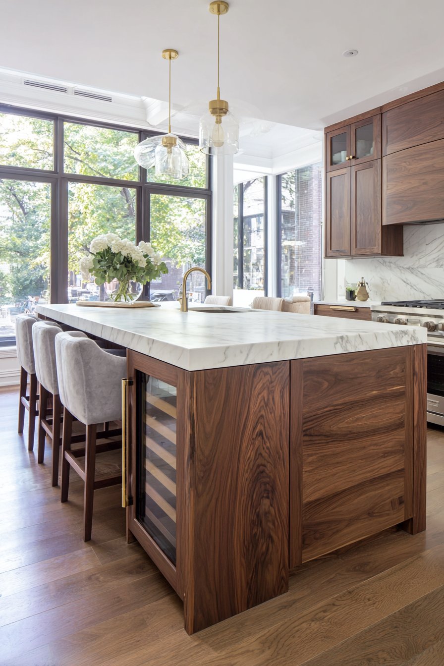 Luxurious Island Centerpiece in Dark Walnut