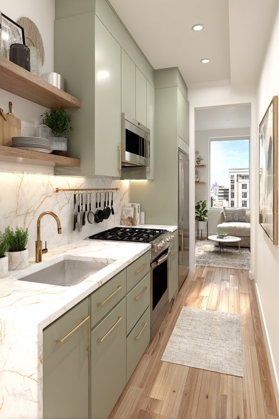 Compact Efficiency with Sage Green Serenity