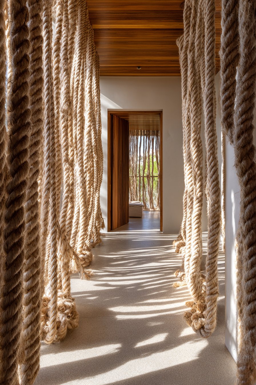 Suspended Rope Partition: Bohemian Texture with Flowing Movement