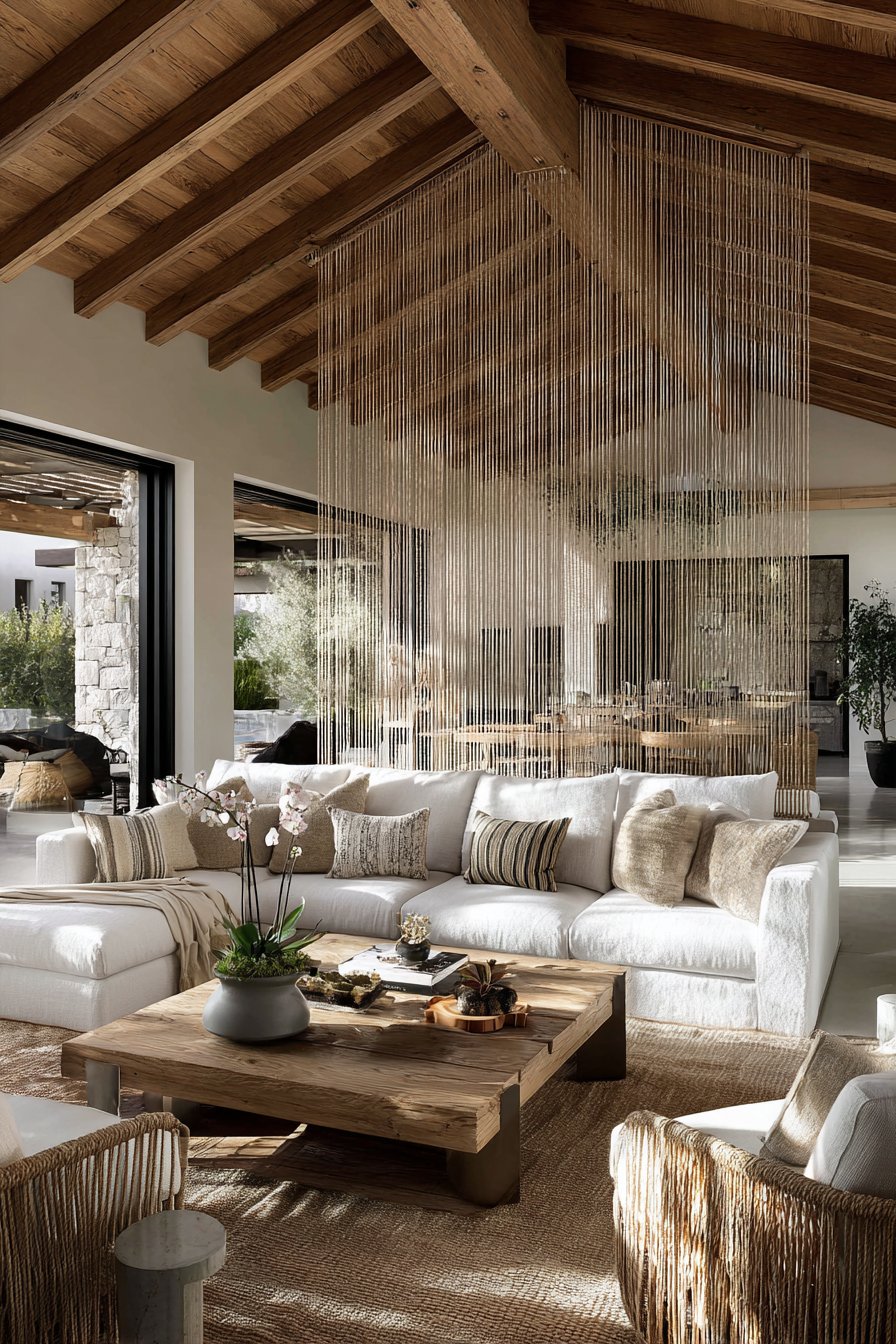 Suspended Rope Partition: Bohemian Texture with Flowing Movement