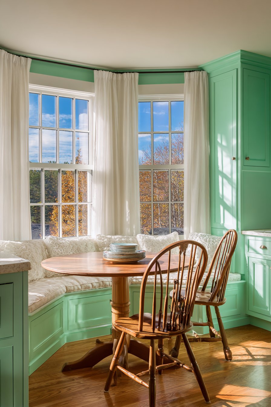 Charming Mint Green Breakfast Nook Integration